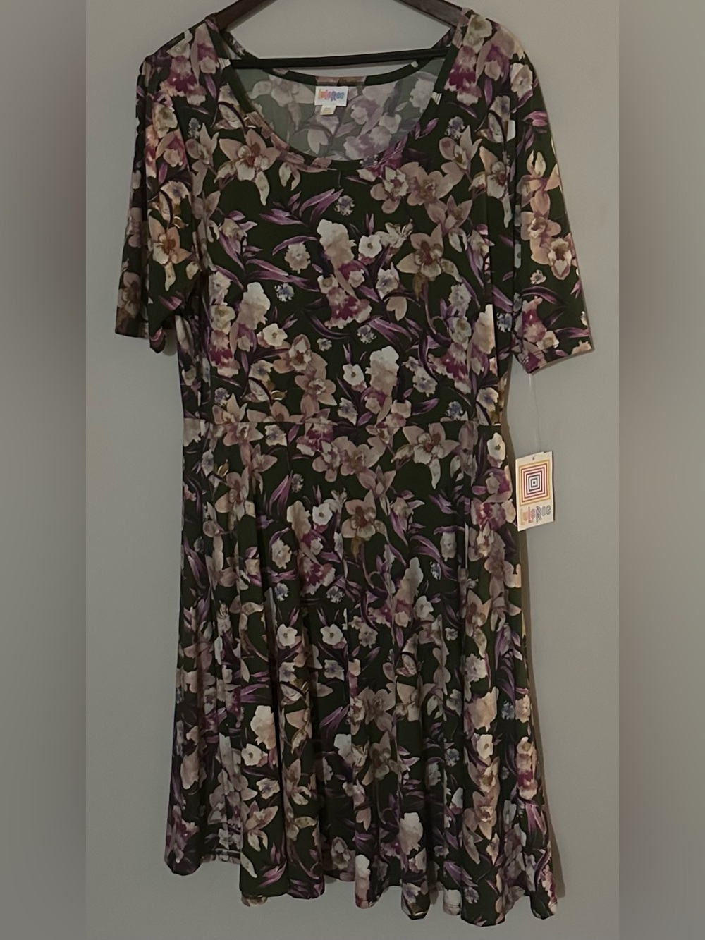 Lularoe 3xl nwt Nicole dress green floral, pockets